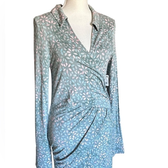 #164 NWT Free People Shayla Wrap Midi Dress in Mint Combo - Picture 5 of 9